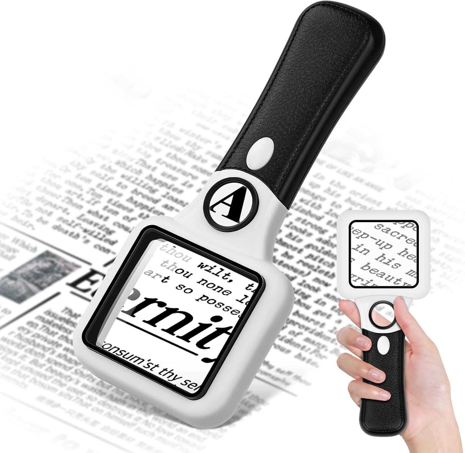 Compact Magnifying Glass with Lights,45X 10X Small Handheld Lighted Magnifier, 3 LED Light Magnifying Glass for