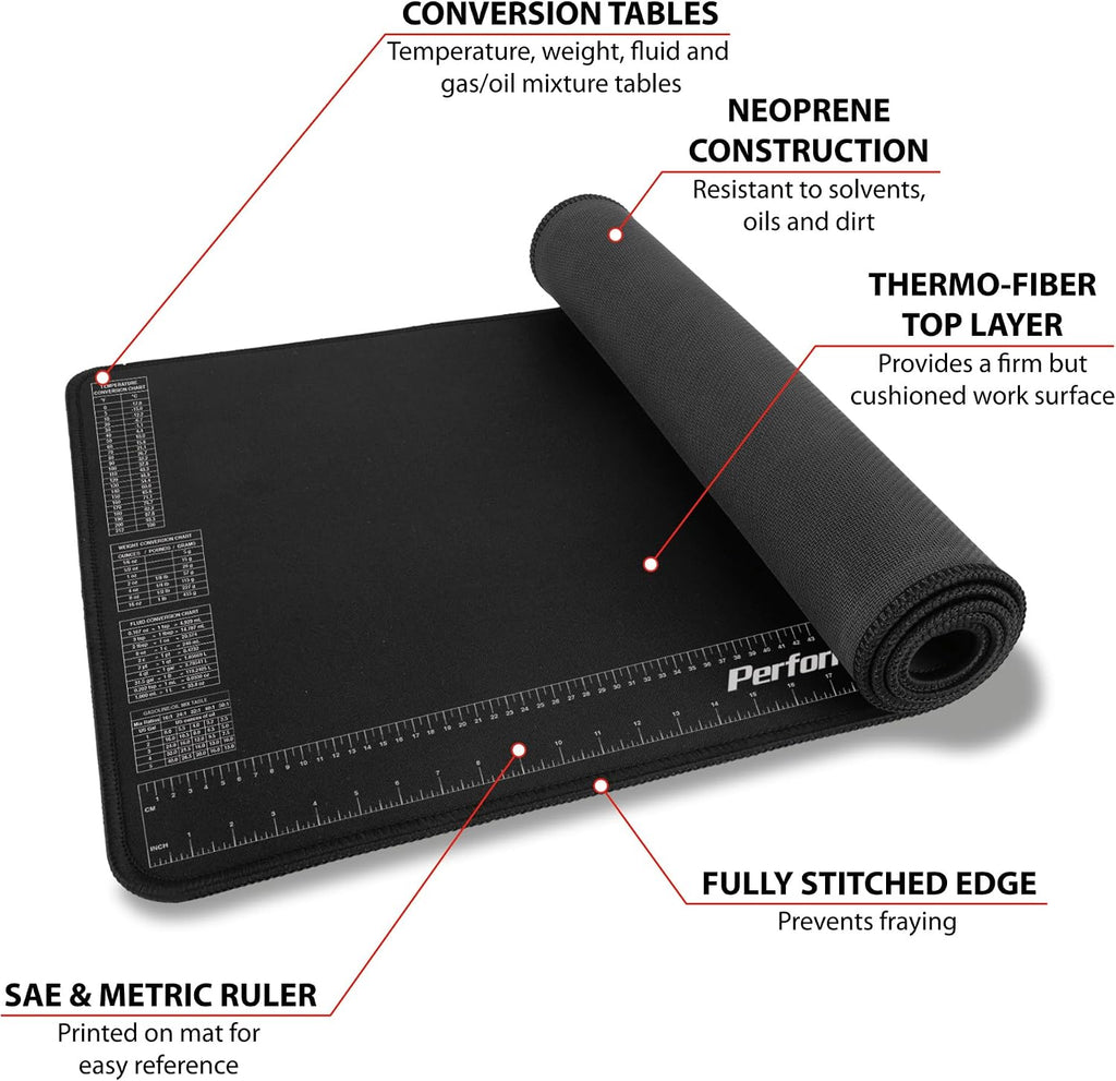 W88977 16 x 35.75 in. Neoprene Workbench Mat | Protective work surface mat. Chemical resistant to oils and solvents.