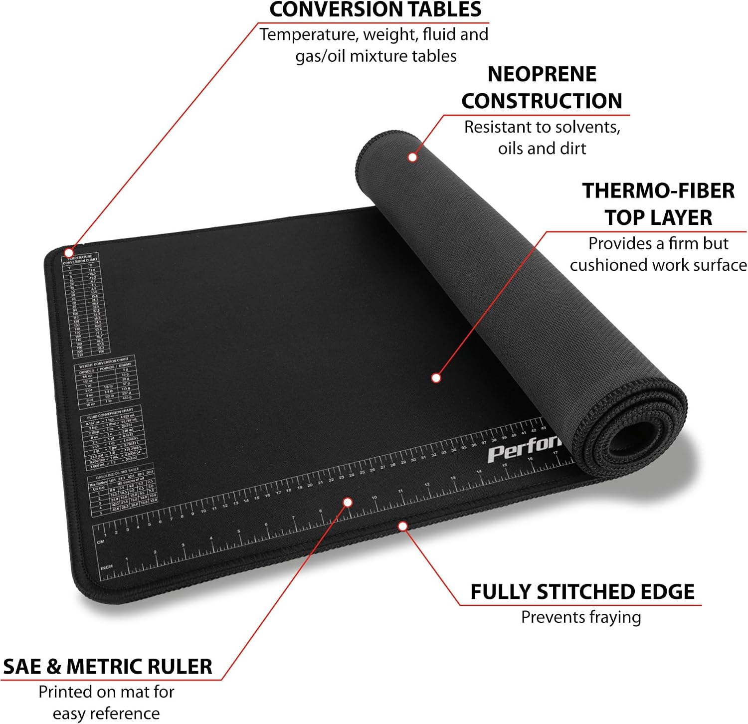 W88977 16 x 35.75 in. Neoprene Workbench Mat | Protective work surface mat. Chemical resistant to oils and solvents.