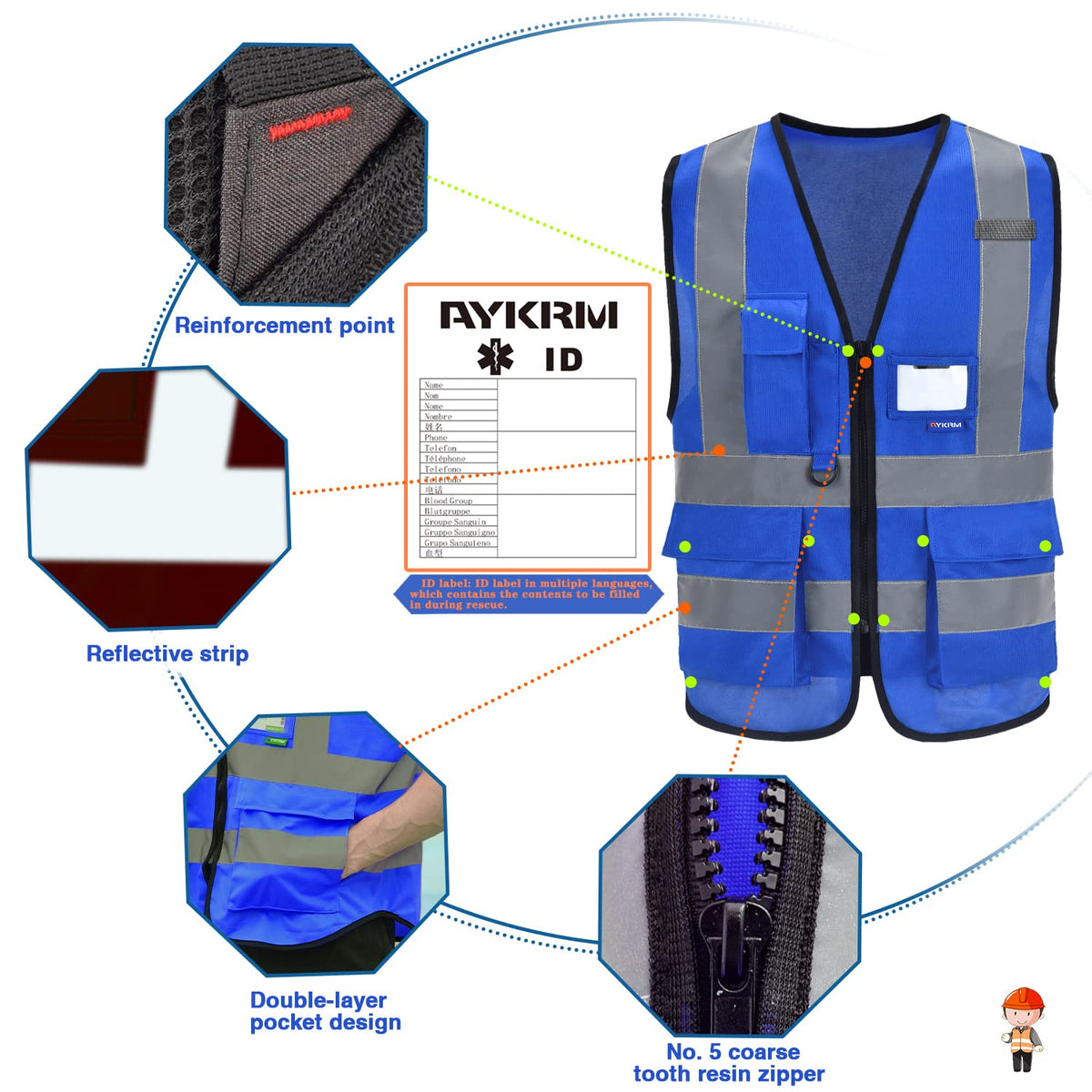 Blue Security Safety Vests