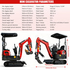 Mini Excavator, 1.2Ton Compact Digger, B&S Engine,EPA Certified,Tracked Excavator,9 Accessories,Includes Free Unloading