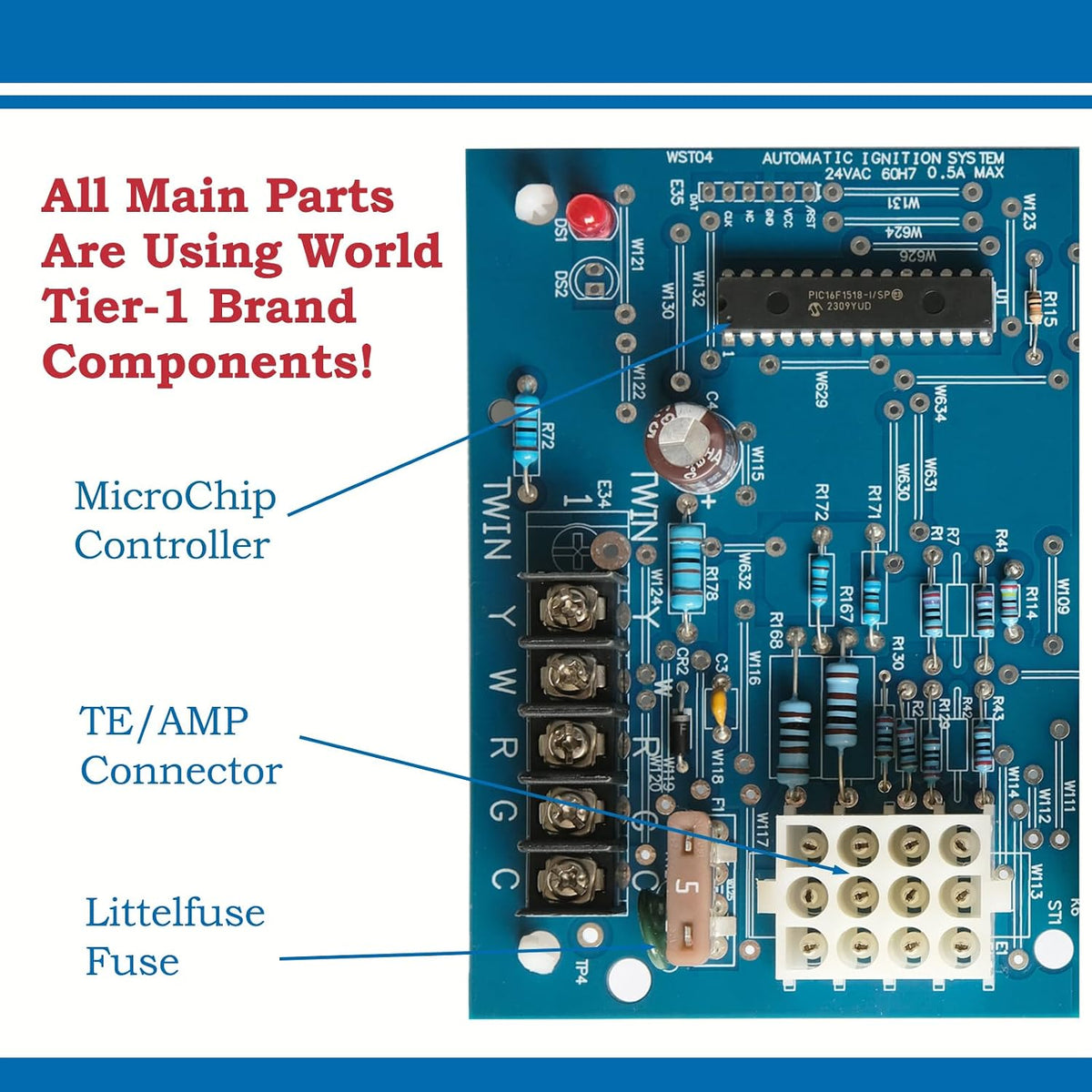 50A55-474 Furnace Control Board Replaces White Rodgers 50A55-3797 , Replacement for Trane Single Stage CNT02891 CNT03797 CNT02789 Integrated Furnace Control, 50A55-474