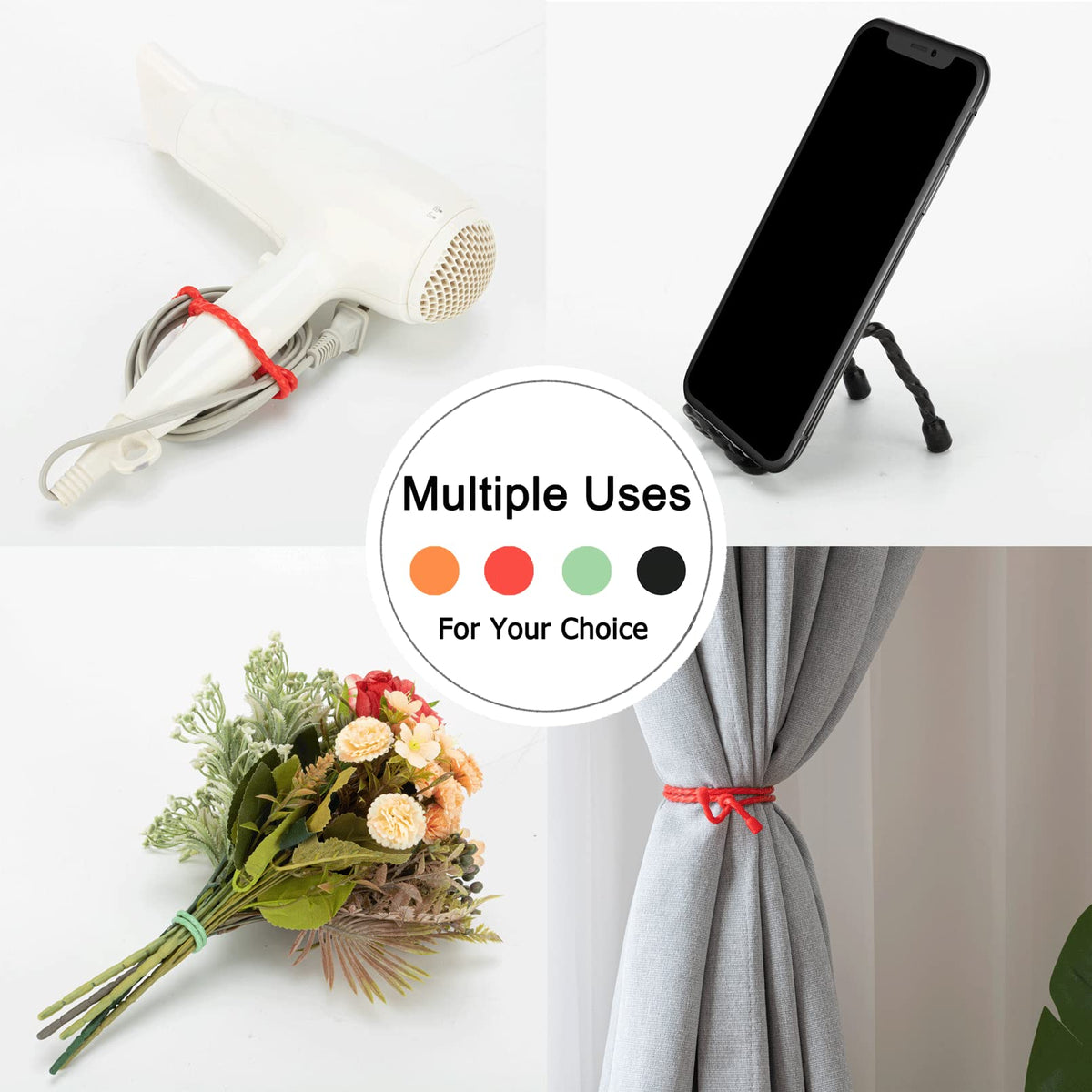 20 PCS Silicone Cable Ties - Reusable Rubber Twist Ties Bendable Cable Ties for Bundling and Holding, All Purpose
