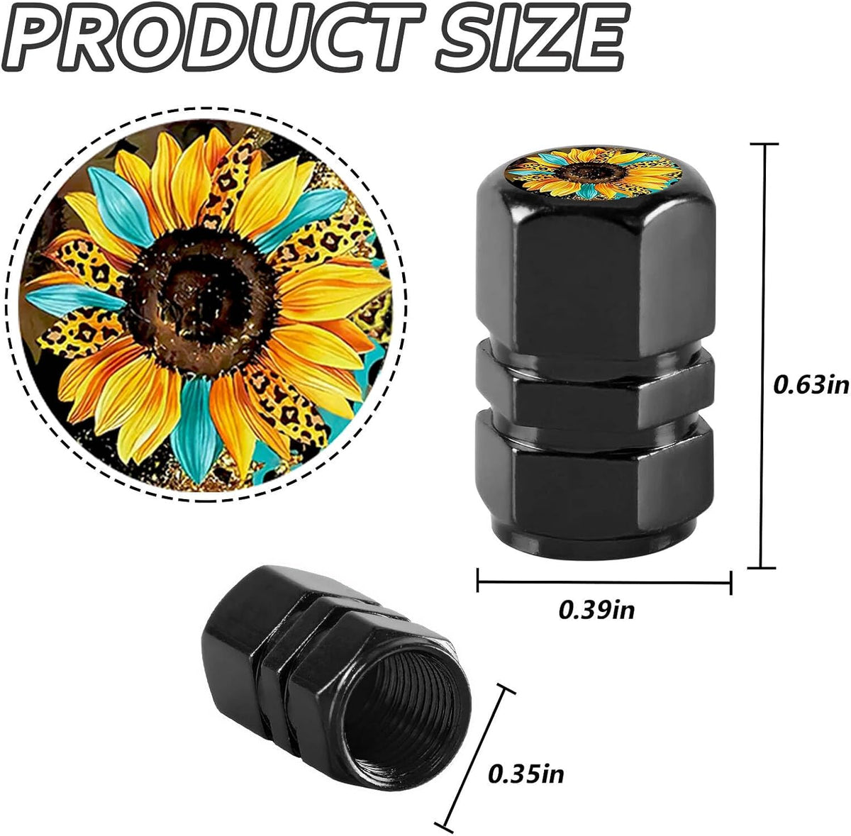 4Pack Daisy Butterfly Tire Valve Stem Caps Aluminum Rust-Proof Valve Covers