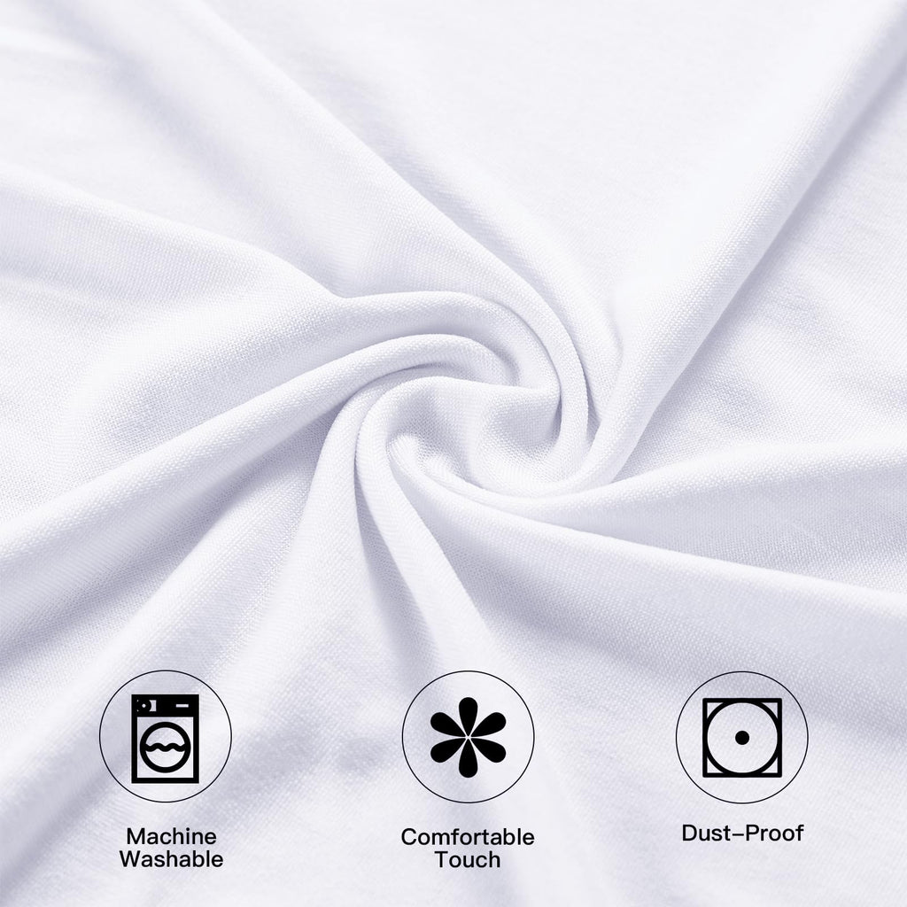 4 Pack 60 Inch Round Tablecloths White Spandex Fitted Table Covers