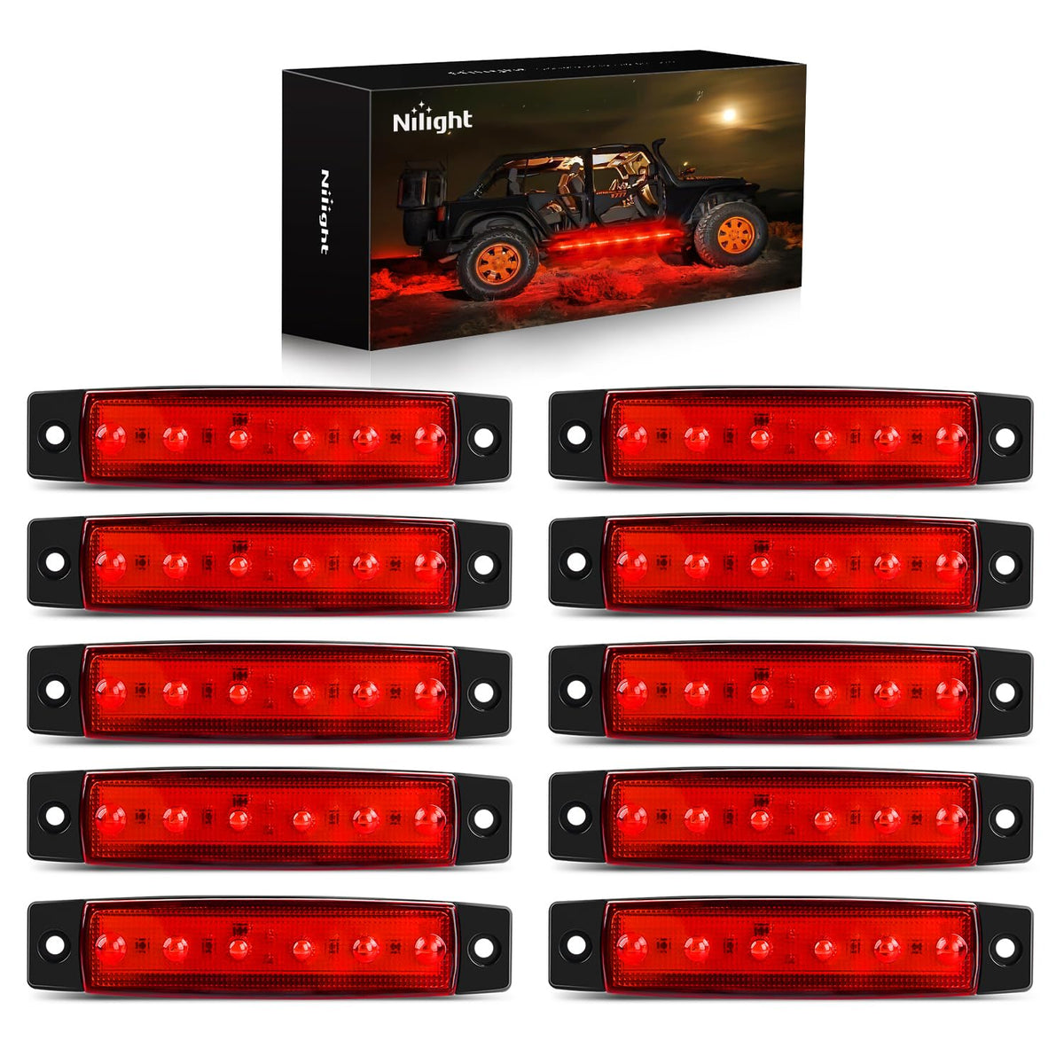 3.8 Inch 6 LED Red Trailer Side Marker Lights,10 Pack