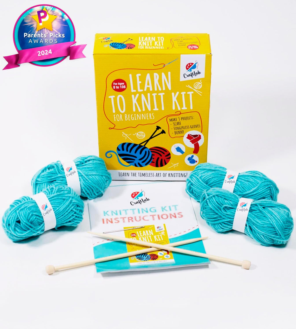 Knitting Kit - Beginner Knitting Supplies with Wool Yarn, Needles, Instructions, DIY Gift