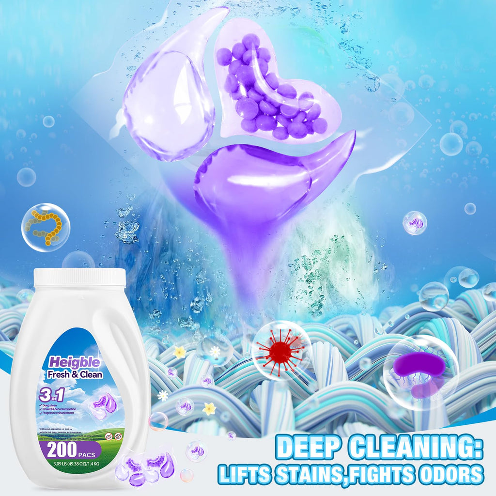 200 Count Laundry Detergent Pods Bulk 3 in 1 with Scent Boosters