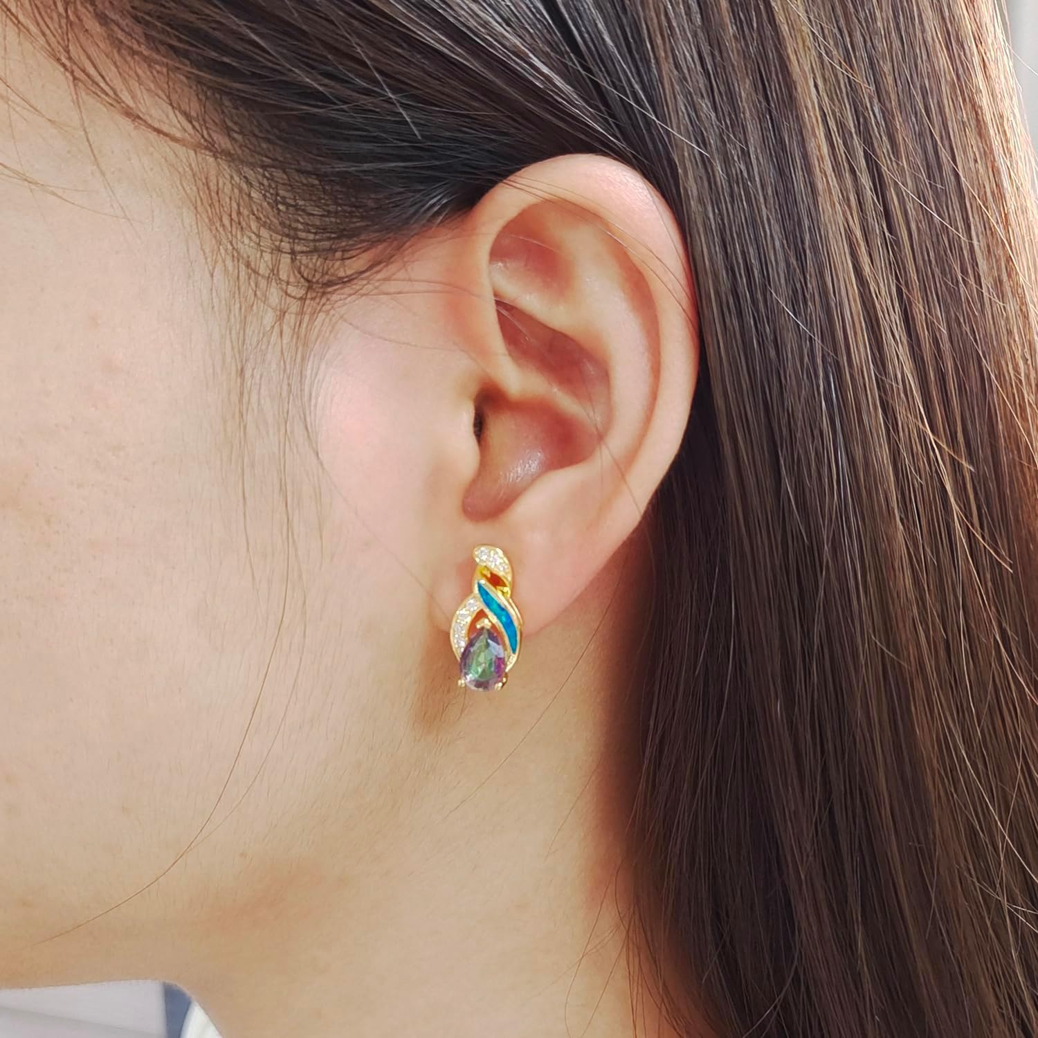 Jewelry Sets Australian Created Opal Necklace Earrings Mother's Day Gifts Jewelry for Mom