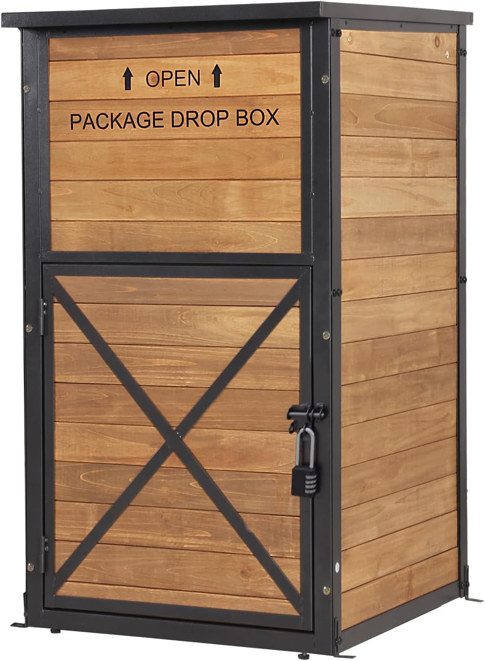 Package Delivery Boxes for Outside, Metal Frame Large Parcel Drop Box with Combination Lockable, Secure Anti Theft