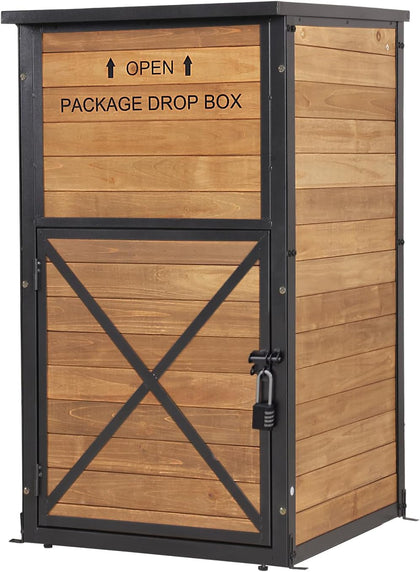Package Delivery Boxes for Outside, Metal Frame Large Parcel Drop Box with Combination Lockable, Secure Anti Theft