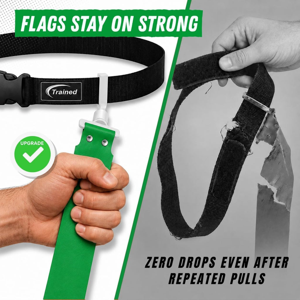 Adjustable Flag Football Belt Set, One Size Fits All | Pop-release flags for fast, fair calls; durable woven material