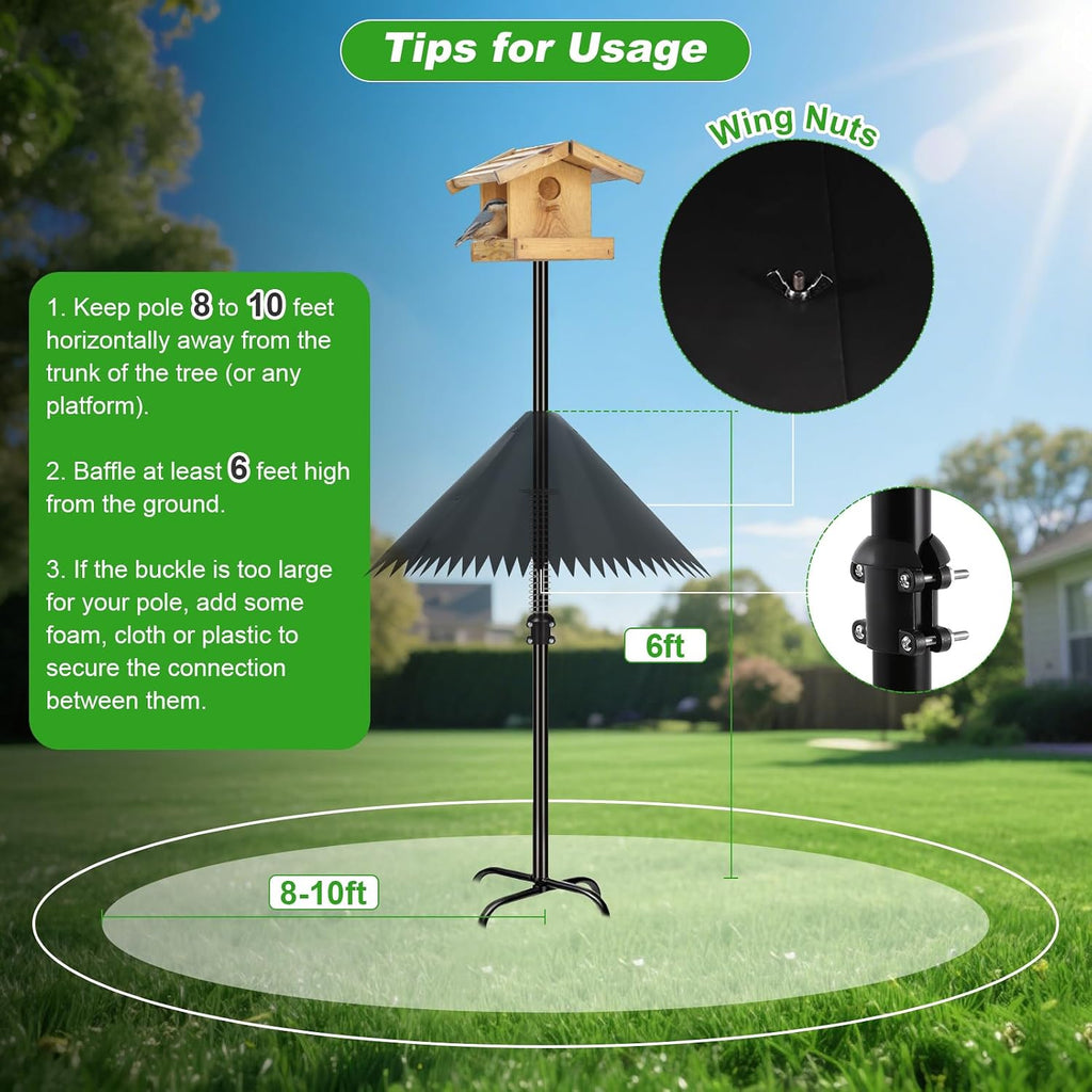 19 inch Squirrel Baffle for Bird Feeder Pole,Squirrel Cone for Feeder Pole