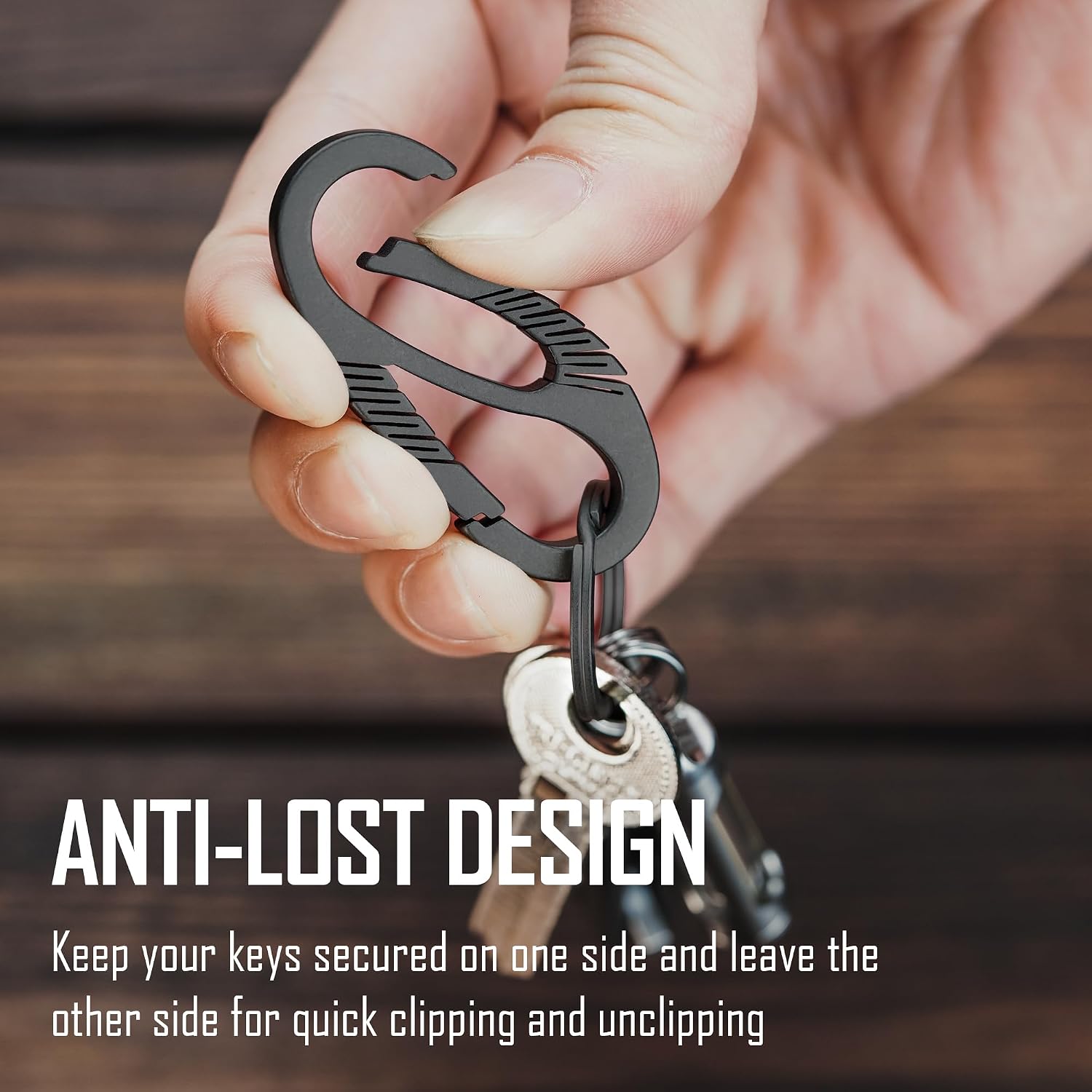 Titanium Carabiner Clip with Dual Gate Quick Release | Key Ring Organizer, Lightweight Titanium Material, Compact