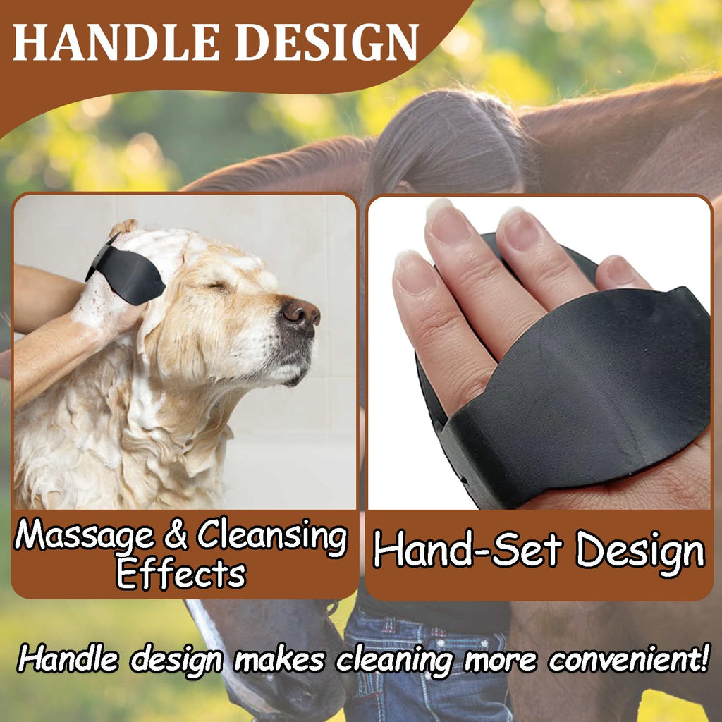Rubber Curry Comb with Handle, Grooming Brush for Dogs, Cats & Horses