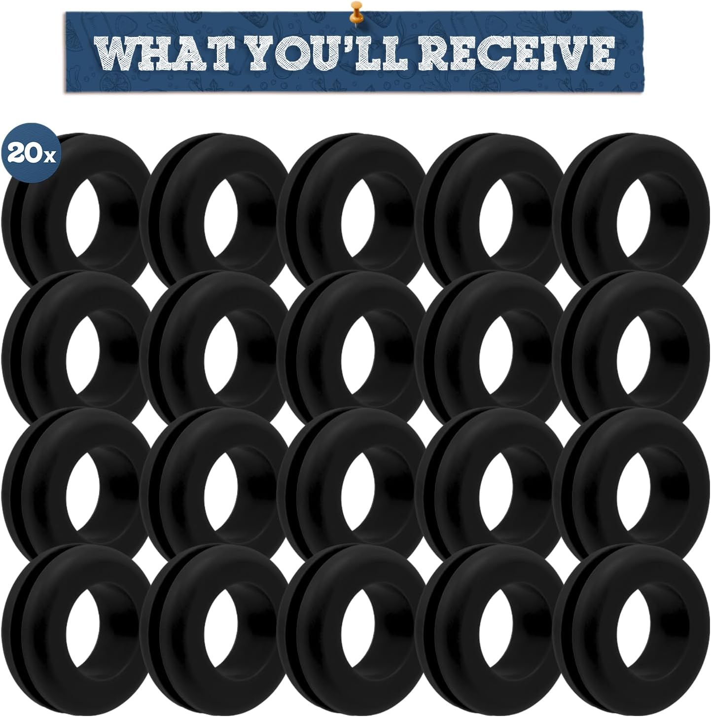 Airlock Fermentation Replacement Grommets for Fermenter Lid – 20 Pack Grommet Fits 1/2 Inch Hole, For Standard 3/8 in