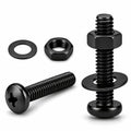 #8-32 x 3 (10 Sets) Pan Head Machine Screws Nuts Washers Assortment Kit, Black Oxide 304 Stainless Steel Phillips Drive Full Thread