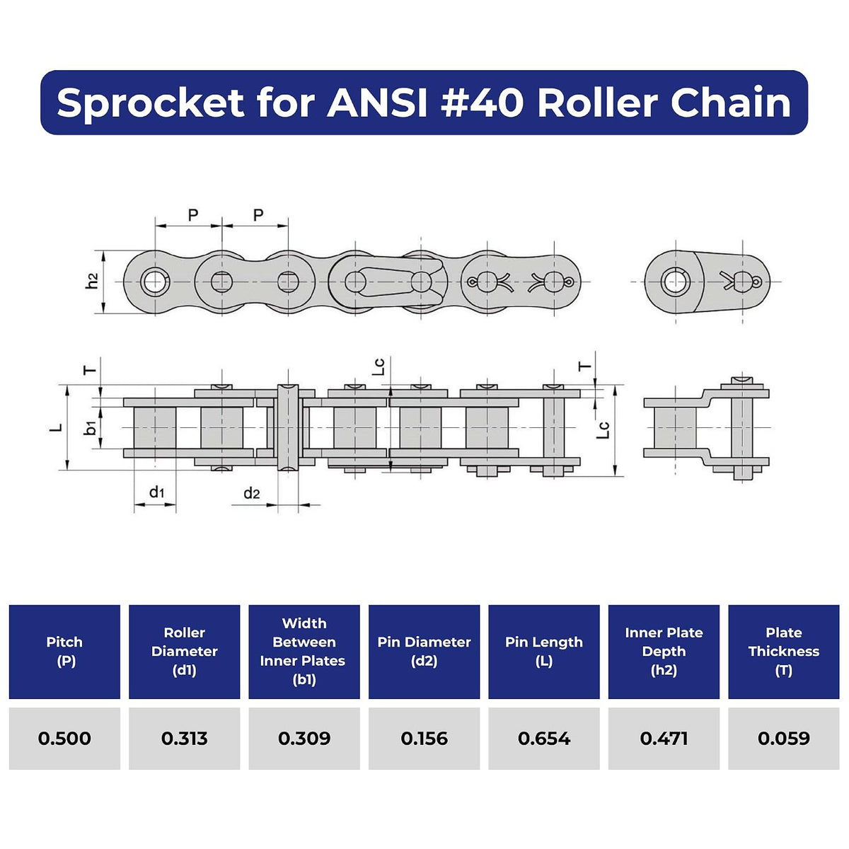Jeremywell #40 Roller Chain Sprocket, 84 Tooth A-Plate, 1" Bore