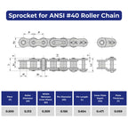 Jeremywell #40 Roller Chain Sprocket, 60 Tooth B-Hub, 1" Bore