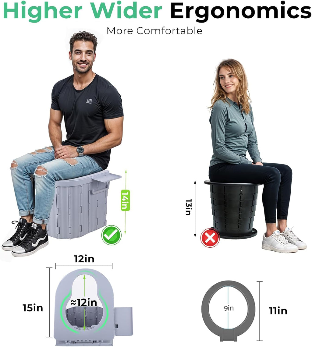 Camping Toilet, Portable Toilet for Adults, Portable Travel Folding Toilet with Lid and Paper Holder, Compact Potty