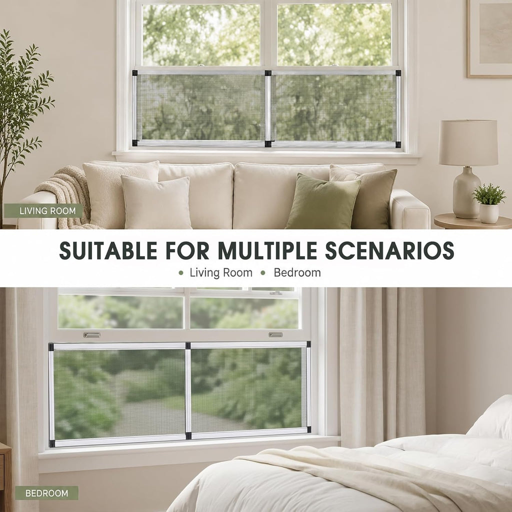 Expandable Window Screen, Adjustable Window Screen (10" H x 14.3"-25" W)