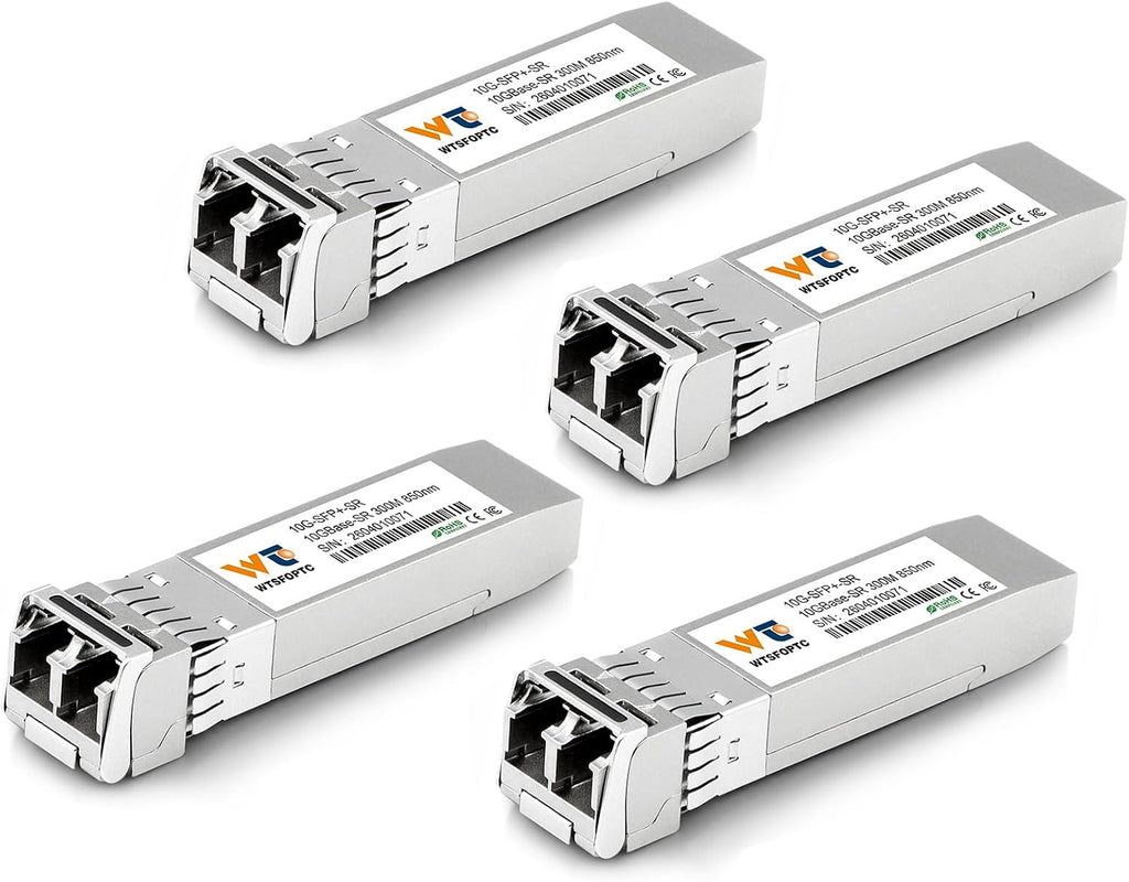 4 Pack 10GBase-SR SFP+ LC Transceiver, 10G SFP Module MMF Multimode 850nm