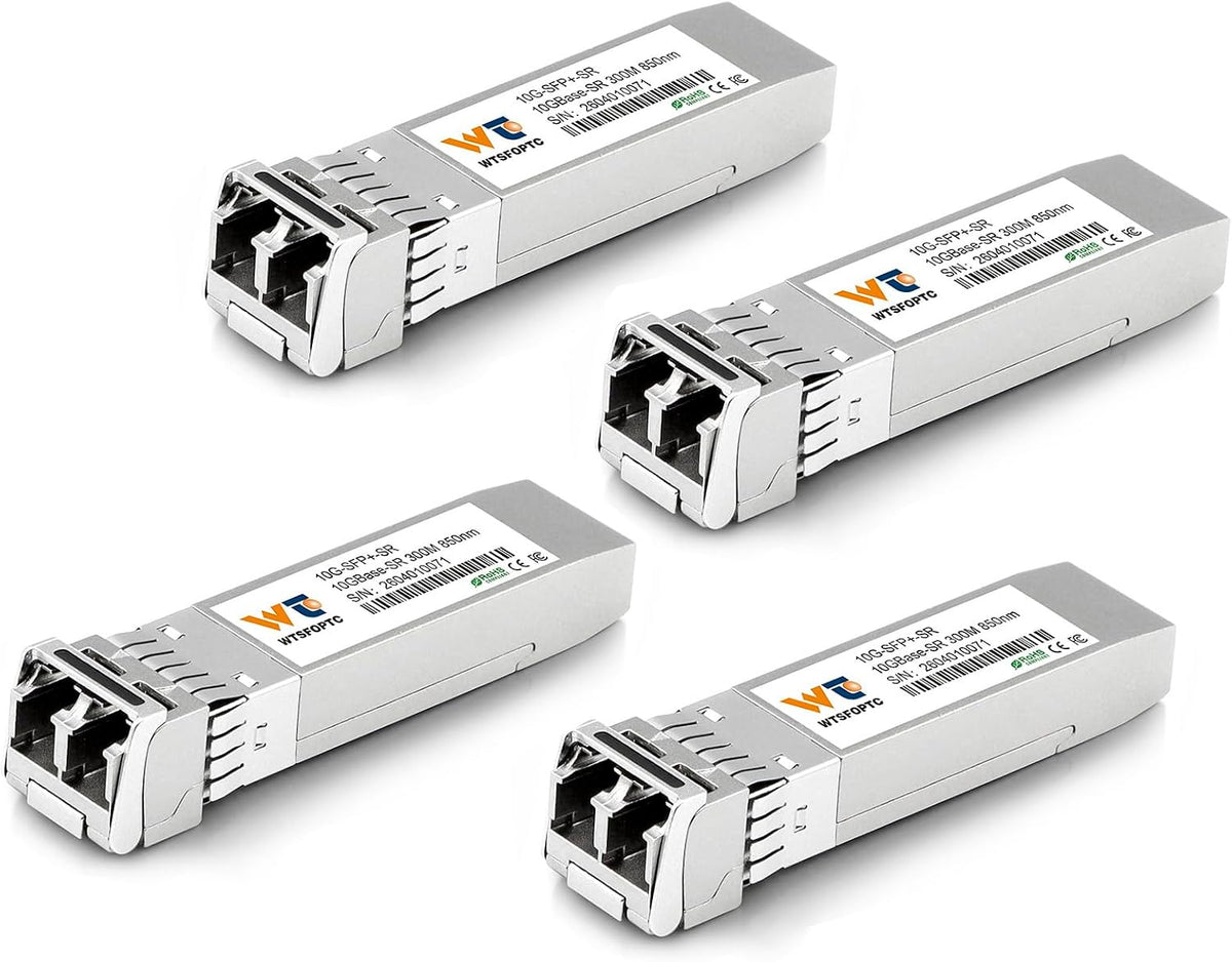 4 Pack 10GBase-SR SFP+ LC Transceiver, 10G SFP Module MMF Multimode 850nm