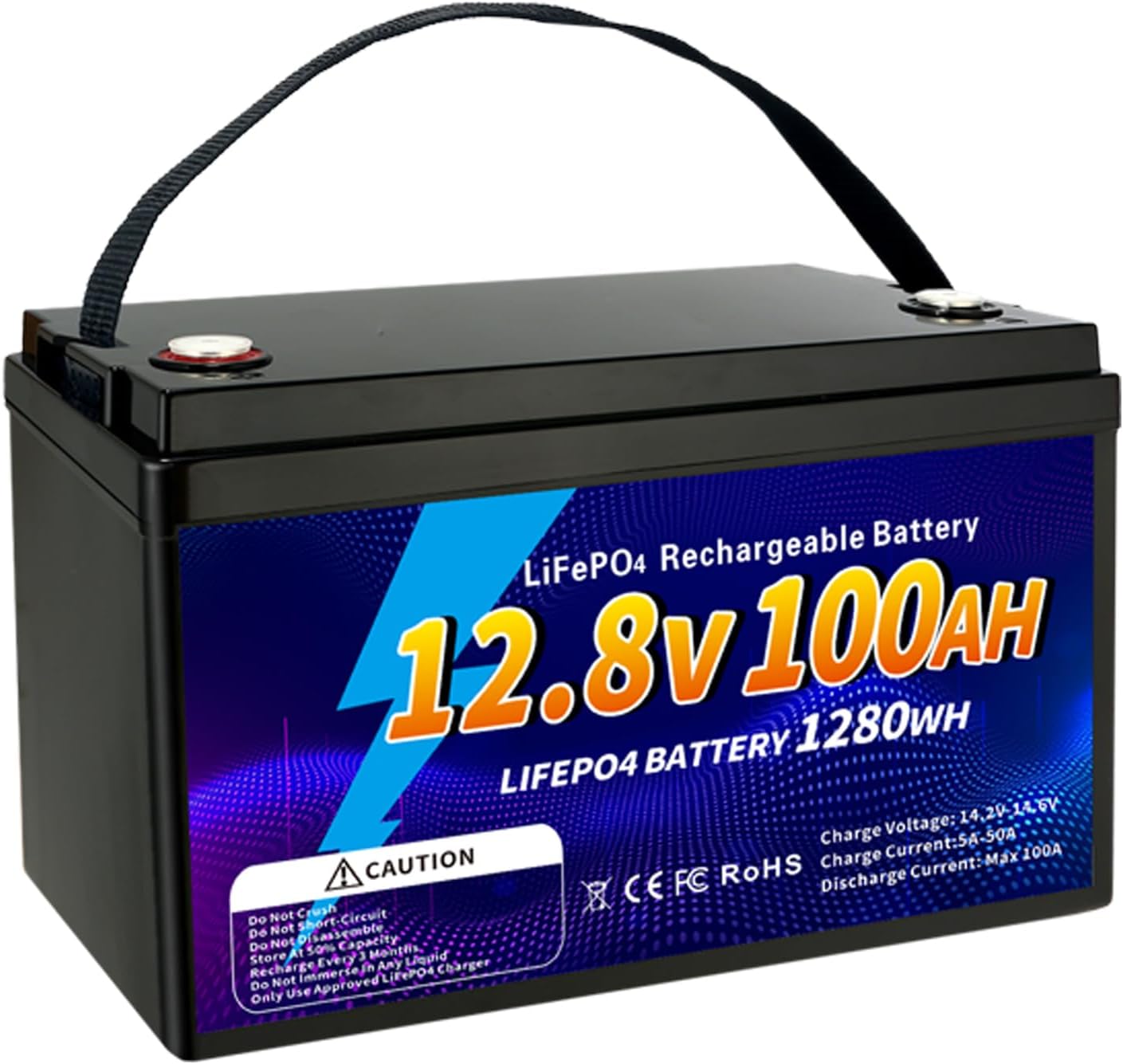 12V 100Ah LiFePO4 Battery, Group 31 Lithium Iron Phosphate Battery, 100A BMS Low-temp Protection 15000 Deep Cycles