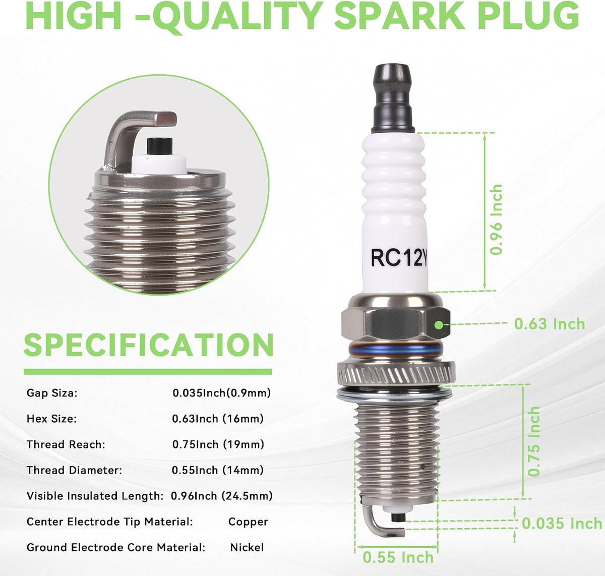 Spark Plugs 4 Pack Replaces For Champion RC12YC MTD 759-3336