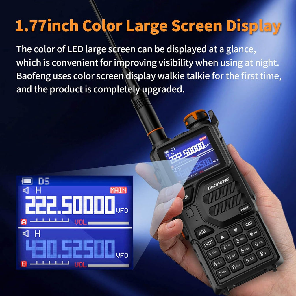 K5PLUS Tri-Band Ham Radio Long Range Walkie Talkies High Power Two-Way Radio with One Touch Frequency Finder Button
