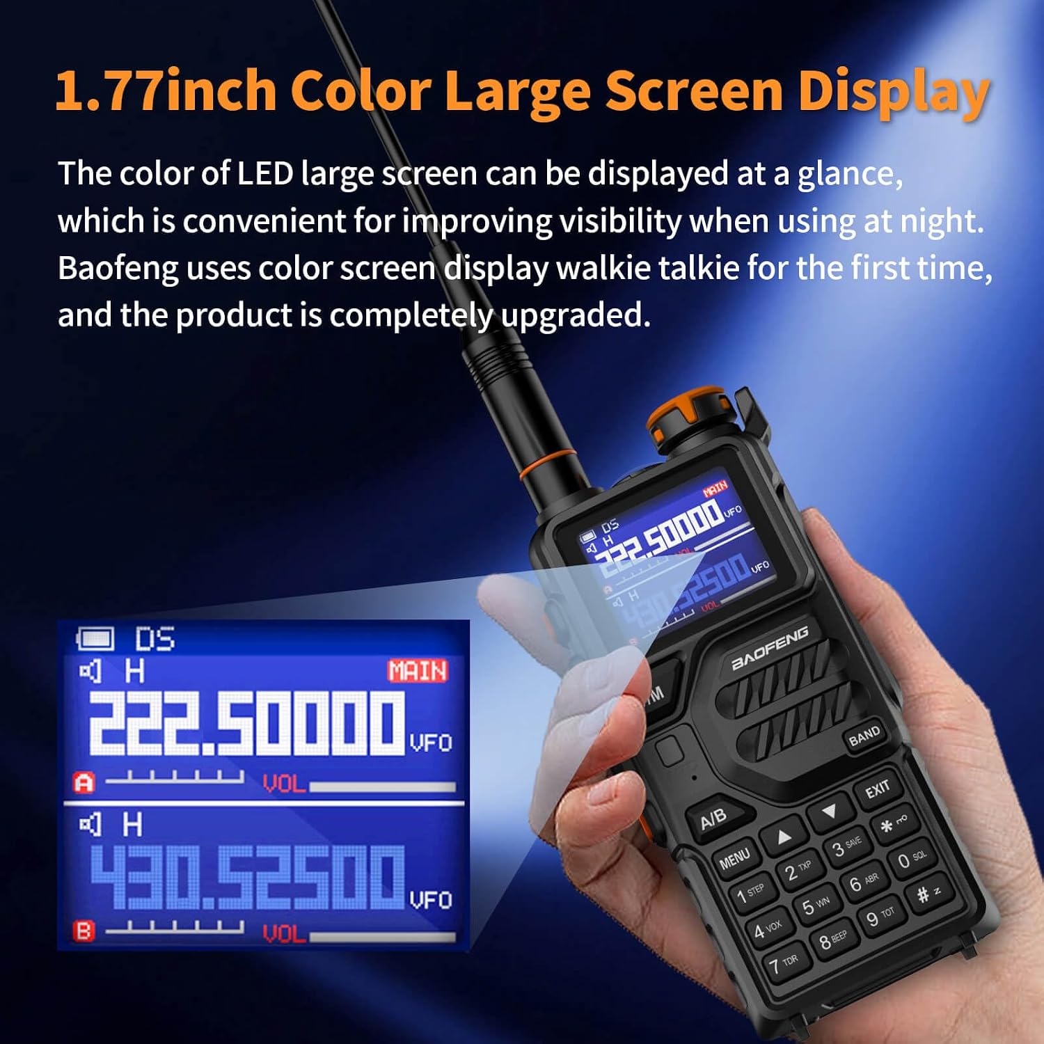 K5PLUS Tri-Band Ham Radio Long Range Walkie Talkies High Power Two-Way Radio with One Touch Frequency Finder Button