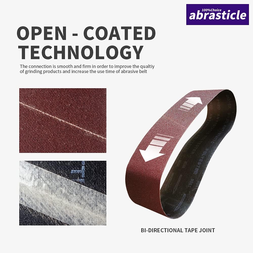 3 Pcs 6 x 89 Inch Assorted Aluminum Oxide Sanding Belt - 80/120/240 Grit