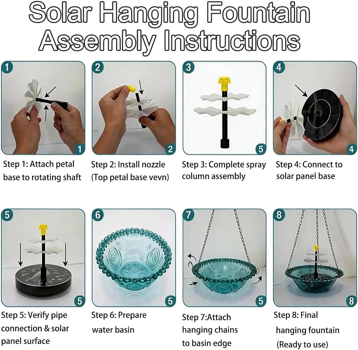 Solar Cascade Hanging Bird Bath Fountain for Outdoors, Gardens (Blue)