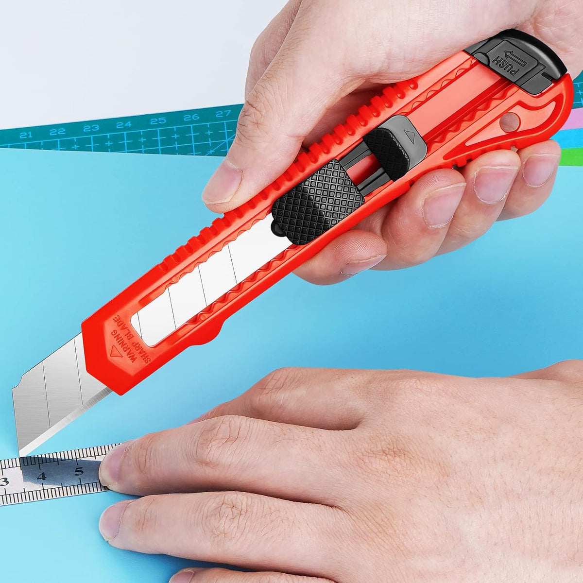 30 Pack Box Cutter Retractable, 18mm Utility Knife, Snap-Off Blade