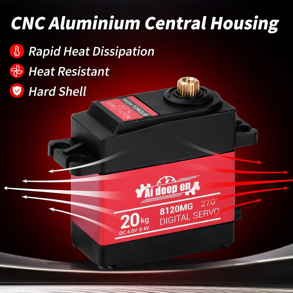 2-Pack 20KG High Torque RC Servo, 20KG Servo Motor 4.8-8.4V RC Servo Full Metal Gear Waterproof Compatible with 1/8