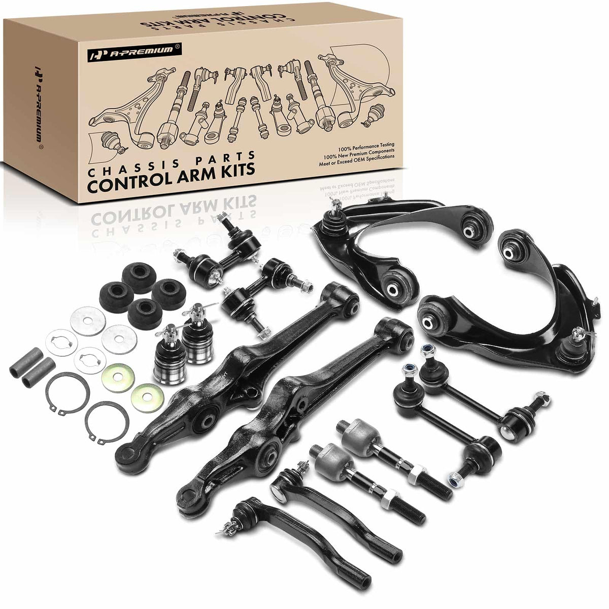A-Premium 16Pcs Suspension Kit, Front Upper Lower Control Arm, Tie Rod End