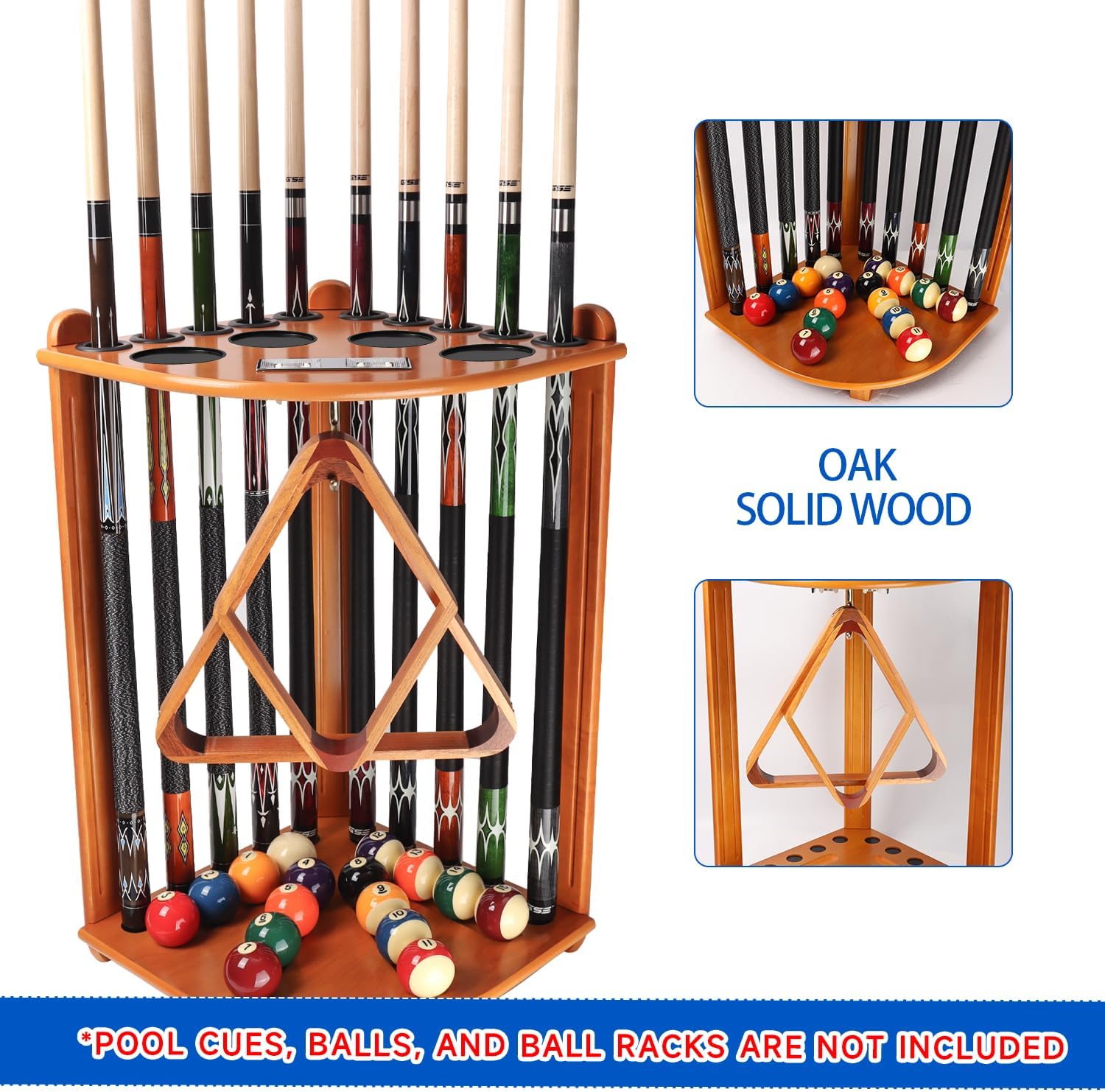 GSE Corner-Style Floor Stand Billiard Pool Cue Racks with Score Counters | Holds Pool Cue Sticks, Full Set of Balls