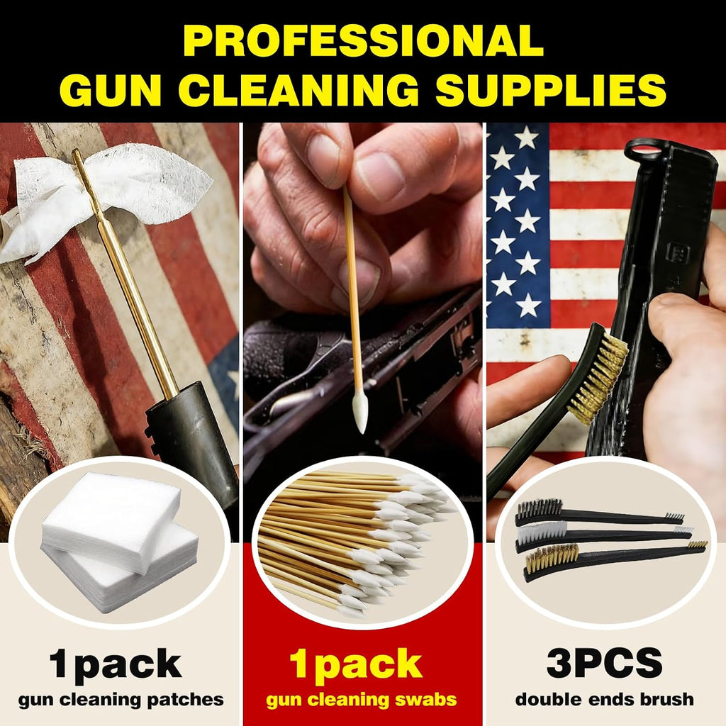 Gun Cleaning Kit for .30 Cal Rifle Cleaning Kit with 30ml Gun Cleaning Oil, Gun Cleaning Swabs, Bronze Bore Brush and