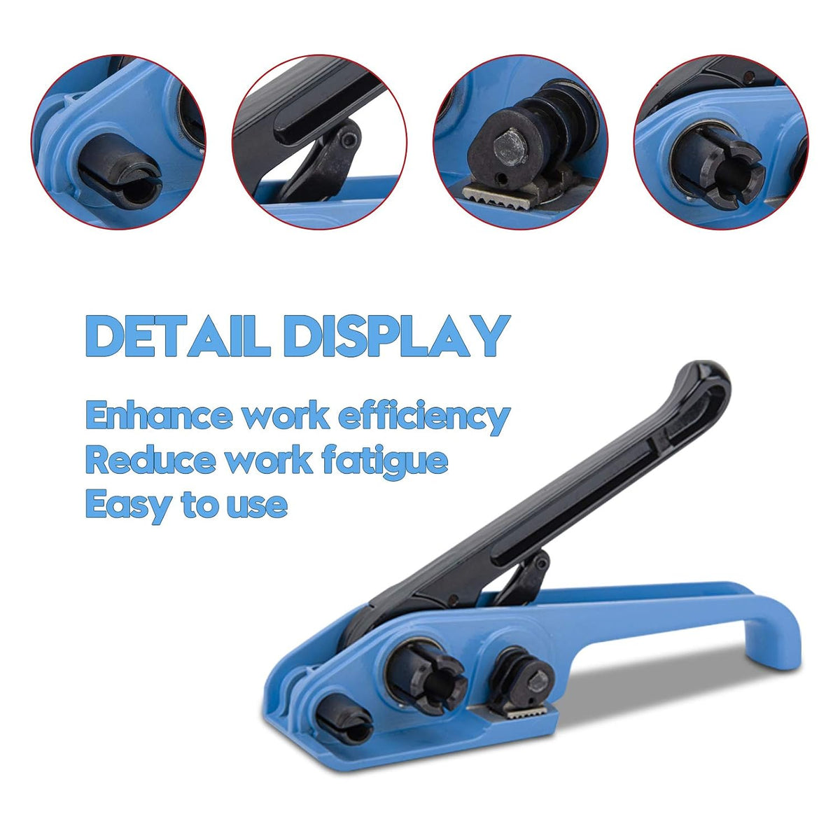 Heavy Duty Poly Strapping Tensioner Sealer and Cutter Manual Packing Tools Kit for 1/2"-3/4" Width Polyester