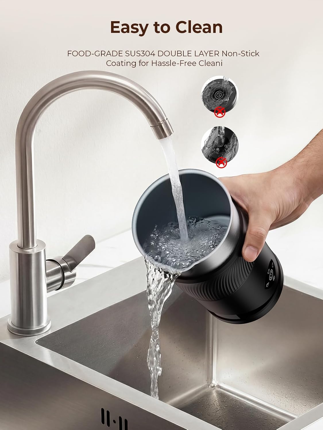 350ml Electric Milk Frother: 4-in-1 Hot & Cold - Grayish Black | 450W Milk Steamer With 180ml Foam, Under 55dB For