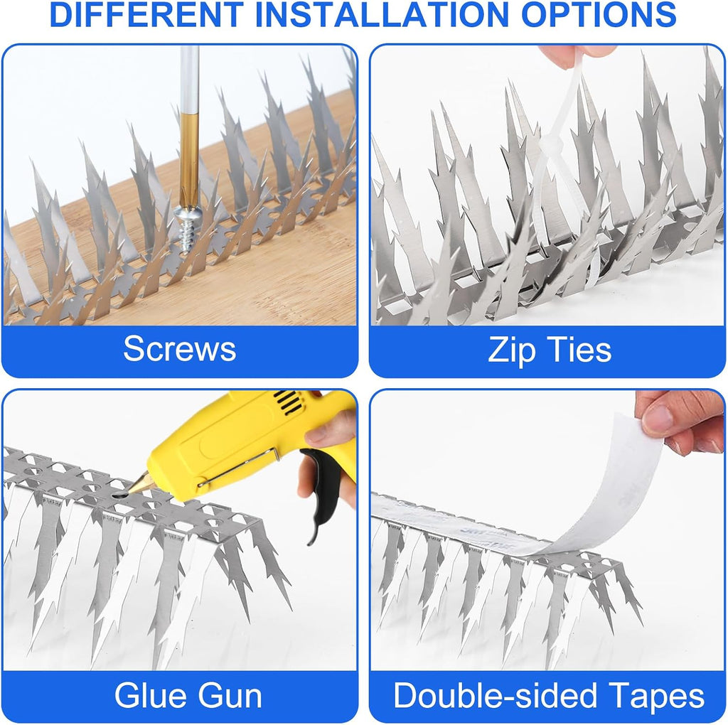 Bird Spikes, 5 Feet Stainless Steel Bird Control Spikes for Outside, Pigeon and Squirrel Blocking Spikes, for Garden