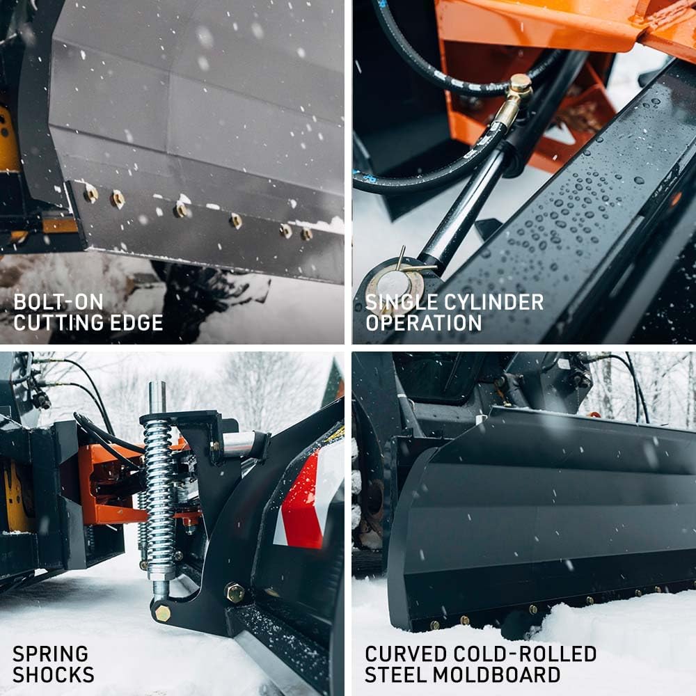 92" Hydraulic Skid Steer Dozer Blade, Universal SSQA Quick Attach Snow Blade and Pusher, Single Cylinder Snow Plow