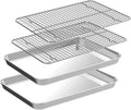 Quarter Sheet Pan with Cooling Rack Set [2 Baking Sheets + 2 Baking Racks], CEKEE Stainless Steel Cookie Sheets for