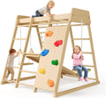 8-in-1 Indoor Playground Jungle Gym Kids Climbing Toys, Wooden Climber Playset with Slide, Swing, Monkey Bars & Climb
