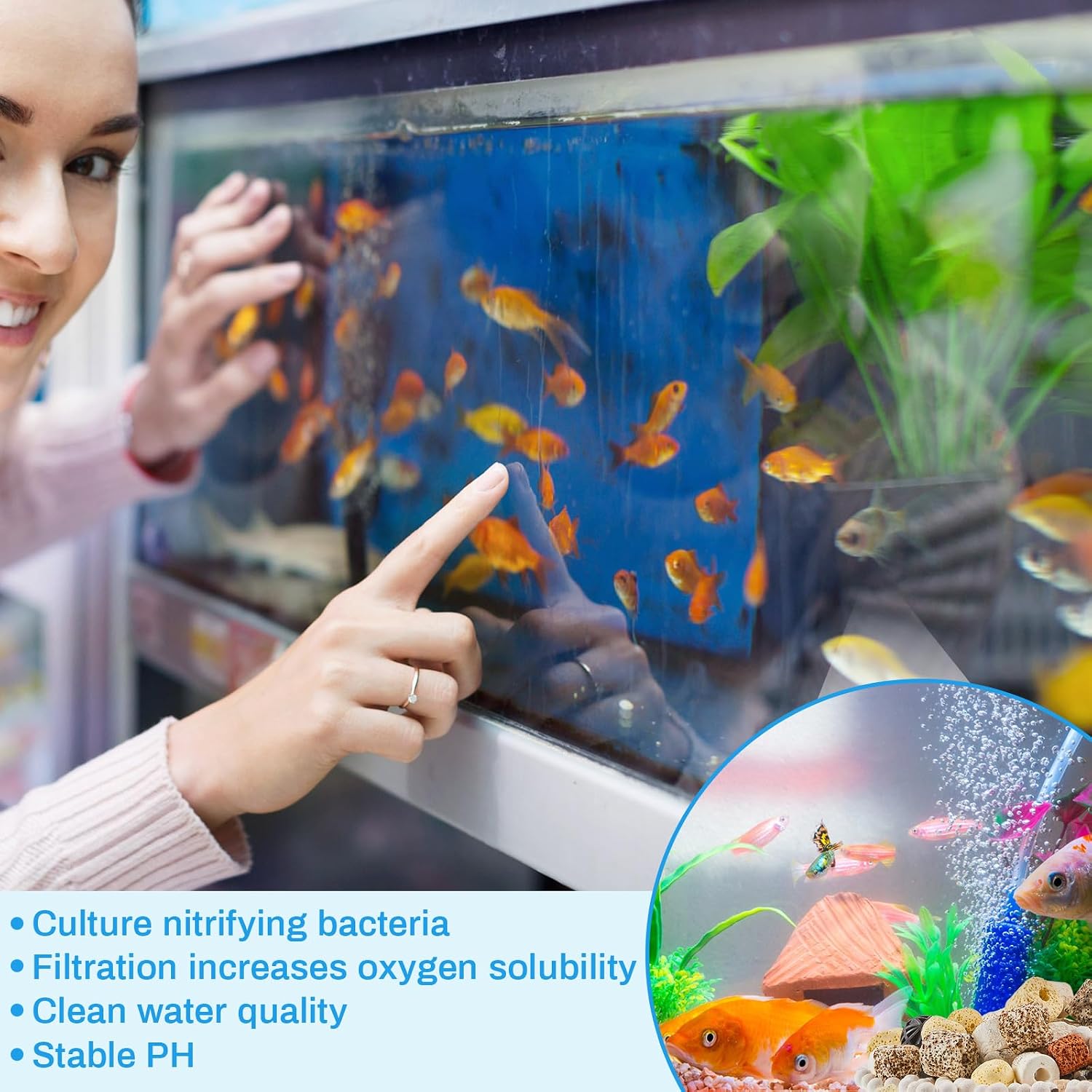 3 Bags Aquarium Filter Media Bio Balls Ceramic Rings Set 1500 g Total 3.3 lb 12 in 1 with Mesh Bag Ceramic Rings for