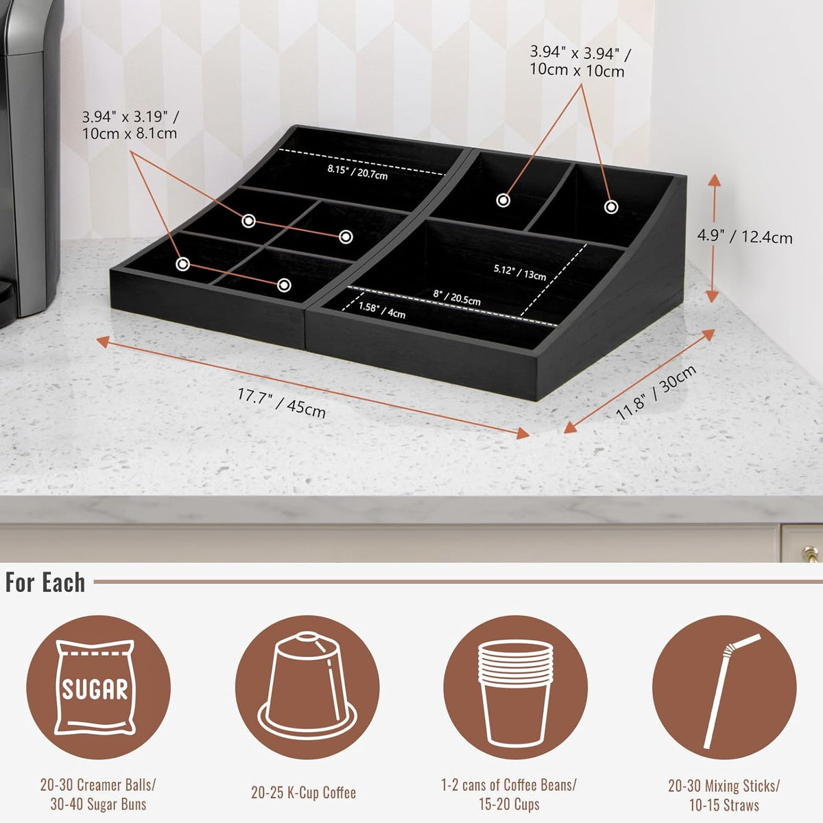 Coffee Station Organizer for Countertop, Condiment Organizer
