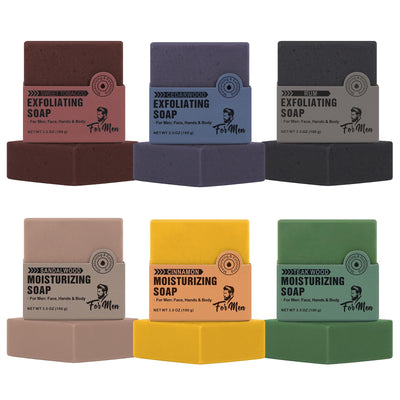 Men‘s Soap Bar, 4-in-1 Moisturizing & Exfoliating Soap, Travel Bar Soap for Body, Face, Hands & Shave, Soap Gift for