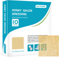 Manuka Honey Gauze Dressing 2"x2" Pack of 10, Manuka Honey Wound Care Bandage for Cuts, Scalds and Burns, Wound