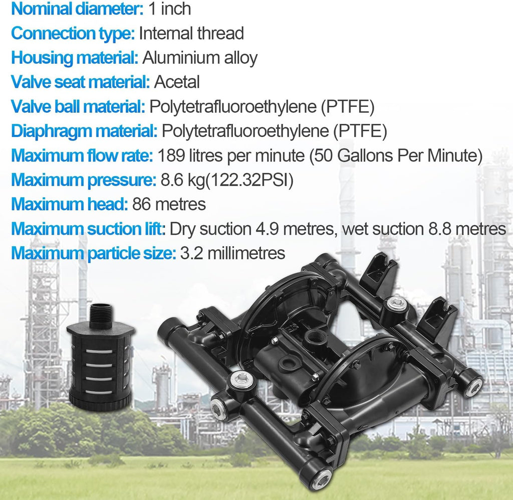 1050A 647016 1" Diaphragm Pump 50 GPM Maximum Pressure 122 PSI