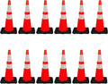 (Pack of 6 Sets) CJ Safety 28" inch Orange Delineator Post Cone with 7 lbs. Rubber Base Heavy Duty, 3M Reflective